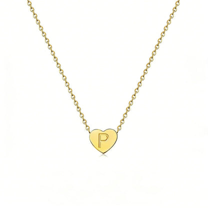Dainty Initial Heart Necklace Personalized 26 Letters Available