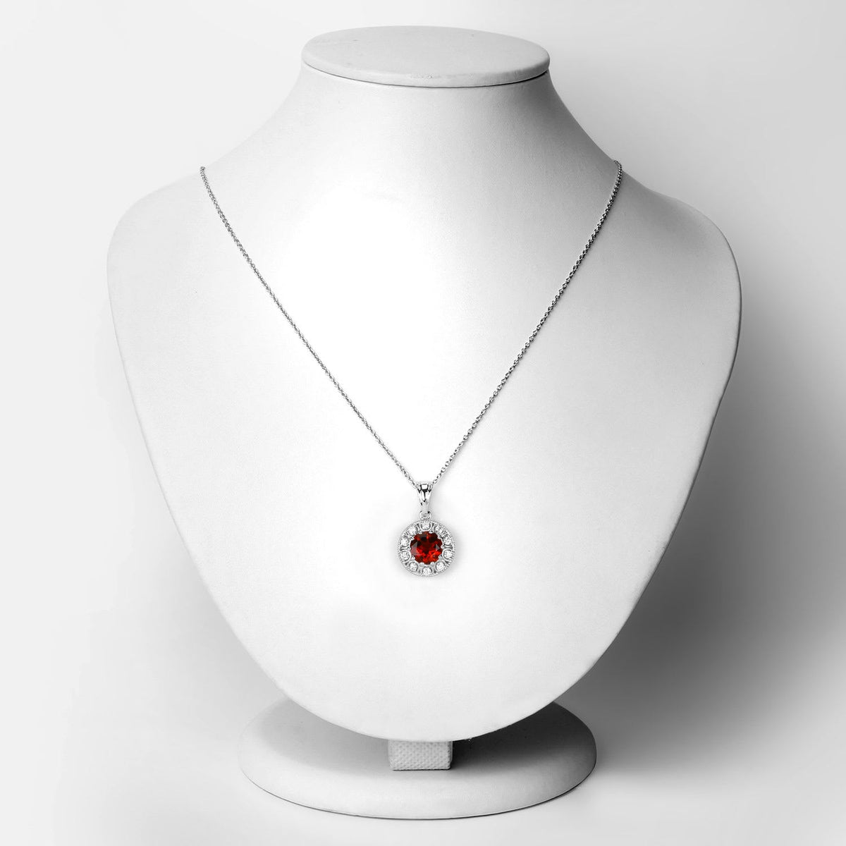 Genuine Madeira Citrine and Lab Diamond Silver Halo Necklace