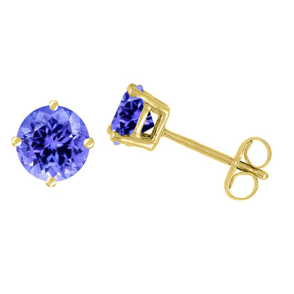 Gold Over Sterling Silver 1.0CT Natural Tanzanite Stud Earrings