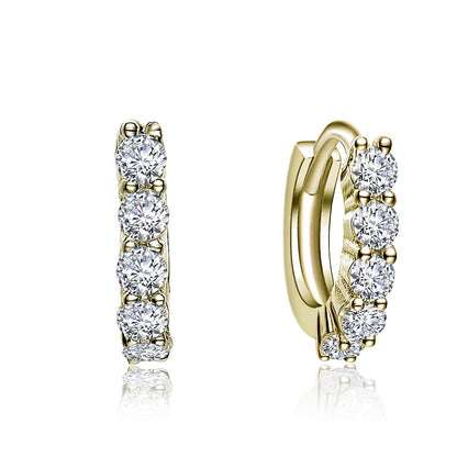 14K Gold Plated Cubic Zirconia Hoop Earrings