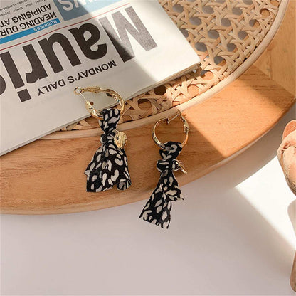 Black & Goldtone Leopard Knot-Accent Drop Earrings
