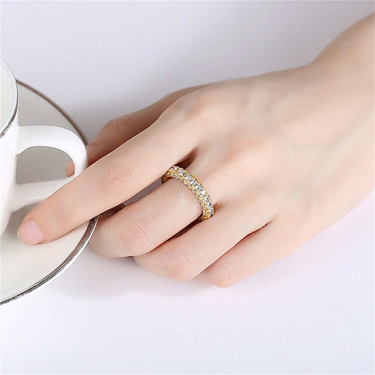 Cubic Zirconia & Goldtone Band