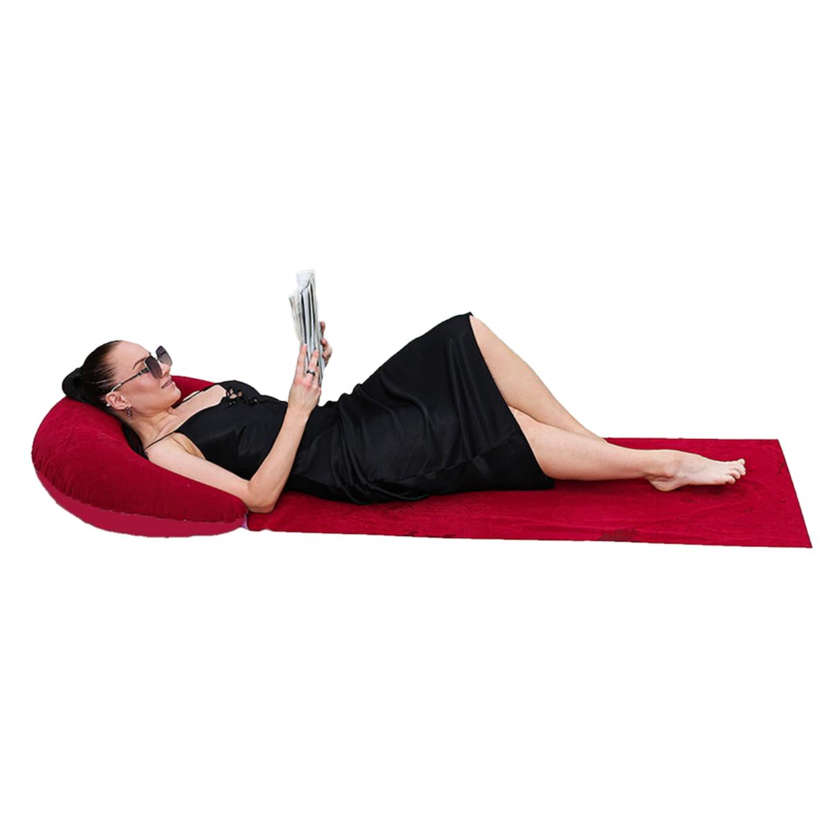 Beach Mat with Inflatable Head Pillow
