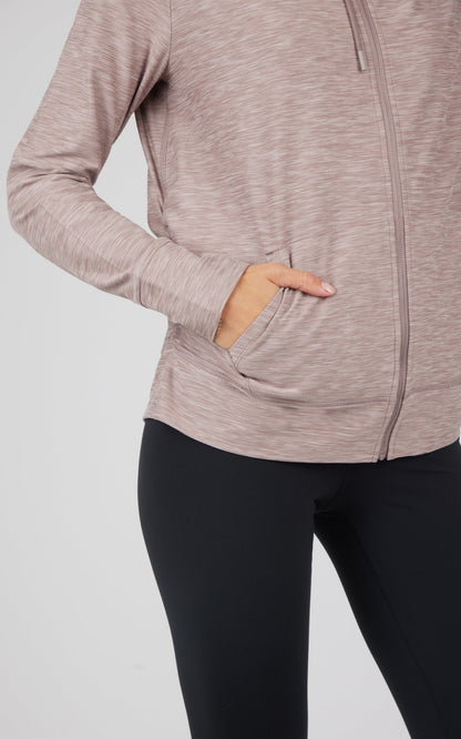 90 Degree by Reflex Maternity Heathered Lux Full Zip Jacket