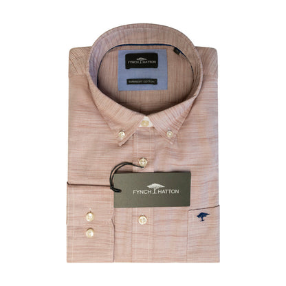 Fynch Hatton Men's Supersoft Cotton Long Sleeve Shirt Orient Red