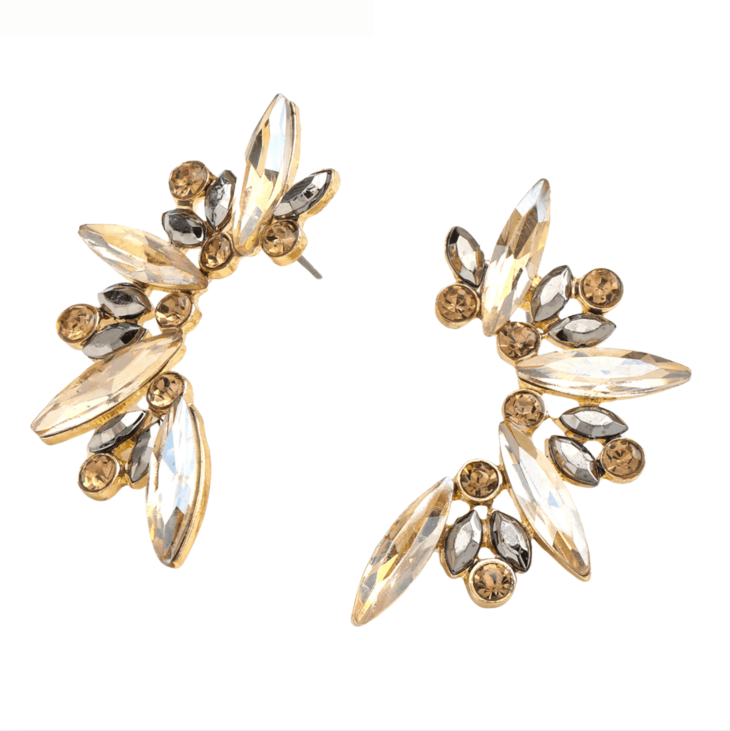 Don’t AsK Champagne Grey Crystal Marquis Stud Earrings