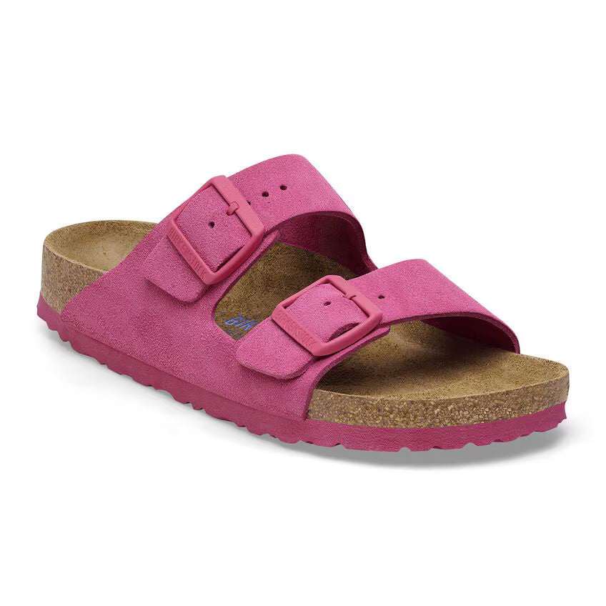 Birkenstock Arizona Soft Footbed Suede Leather Fuchsia Tulip Sandals