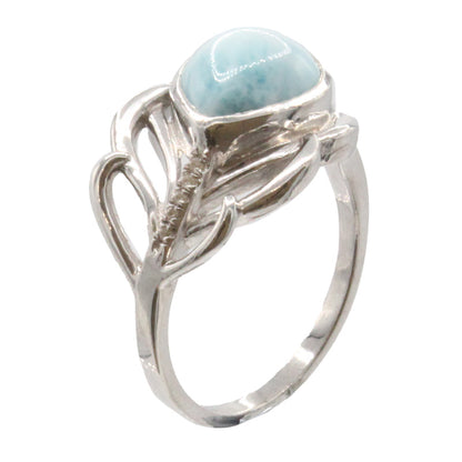 Larimar Stone Sterling Silver Willow Ring Size 8 By Marahlago
