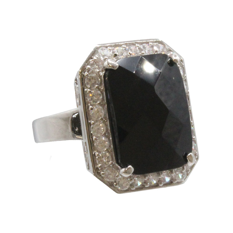Adrian Buckley Pave Collection Square Black & Silver Ring CZR343S (S)