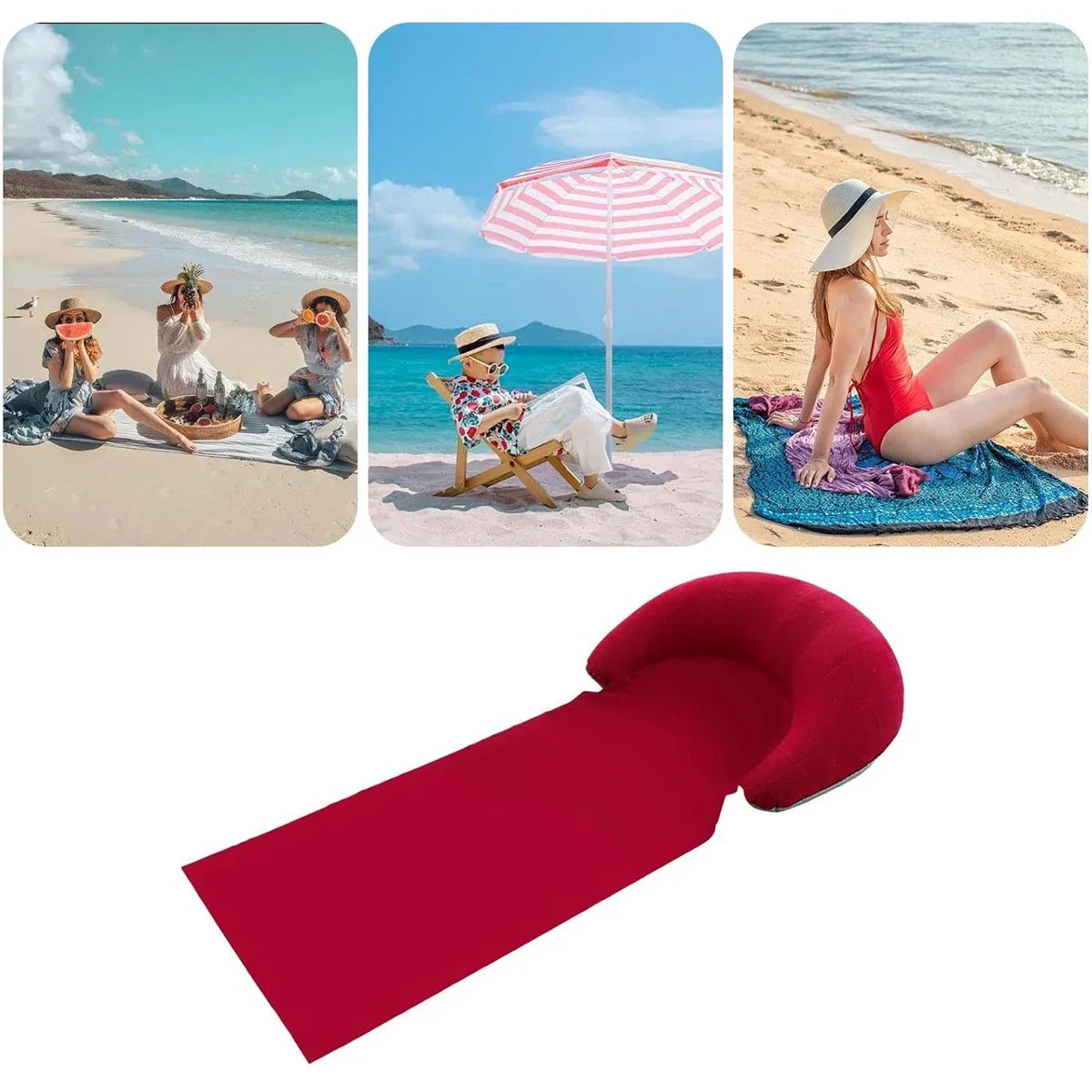 Beach Mat with Inflatable Head Pillow