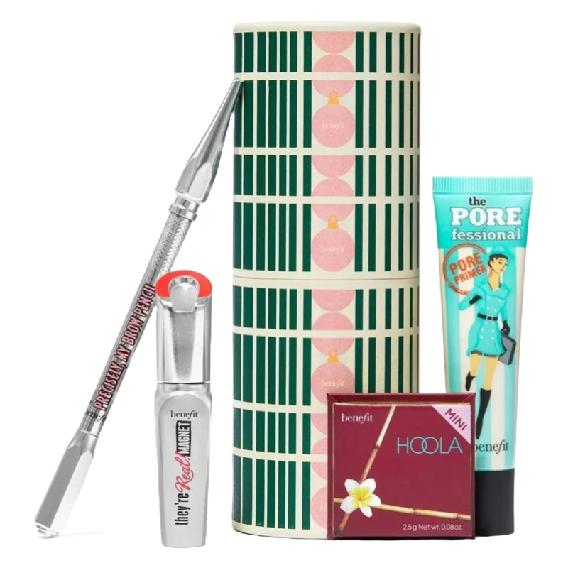 Benefit They're Real Mascara Hoola Bronzer Porefessional Primer & Precisely My Brow Pencil Set (Blemished Box)