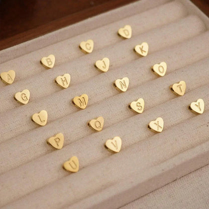 Dainty Initial Heart Necklace Personalized 26 Letters Available