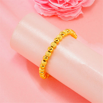 24k Goldtone Alternating Frosted Bead Bracelet
