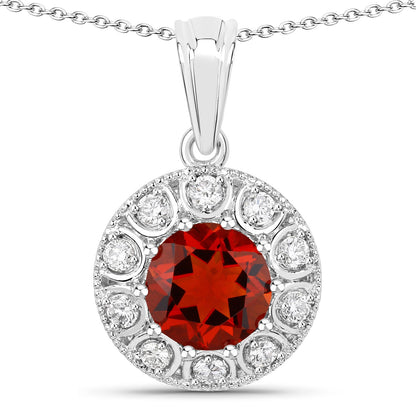 Genuine Madeira Citrine and Lab Diamond Silver Halo Necklace