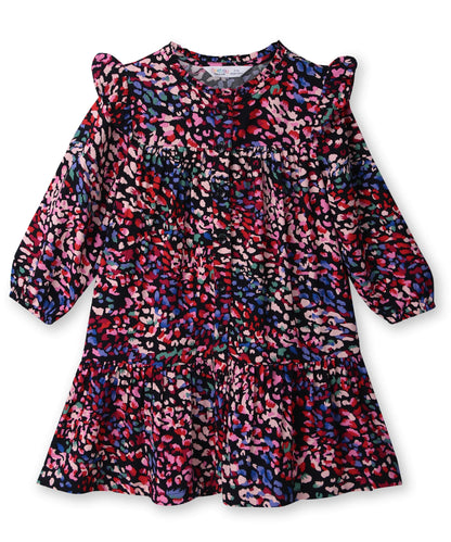 Beebay Button -through printed A-line Black dress