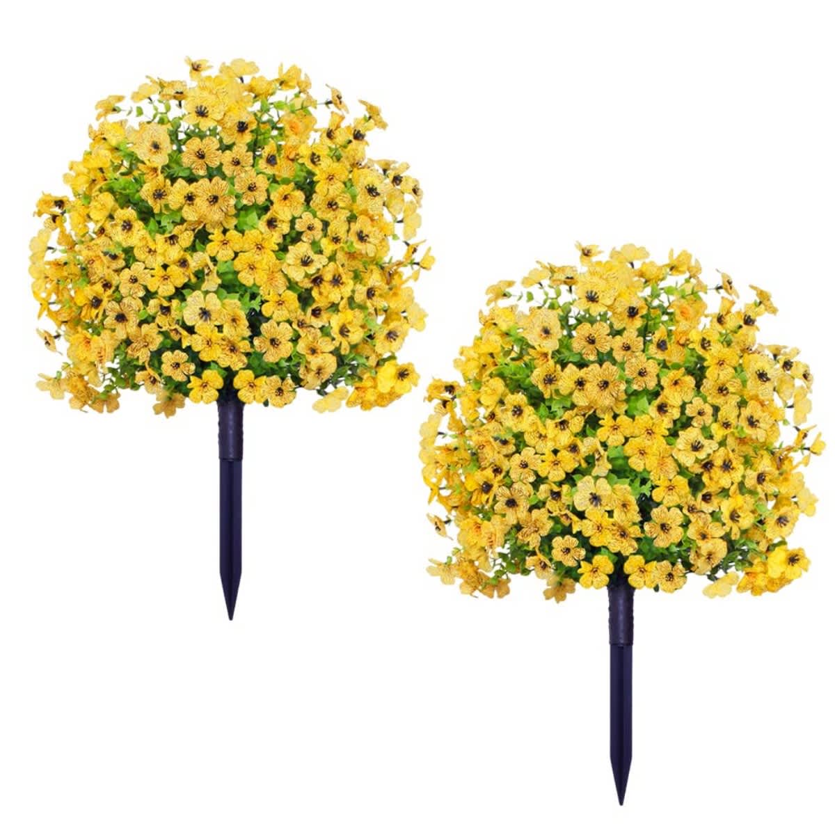 2-Pack Outdoor Artificial Flower Bush Stakes