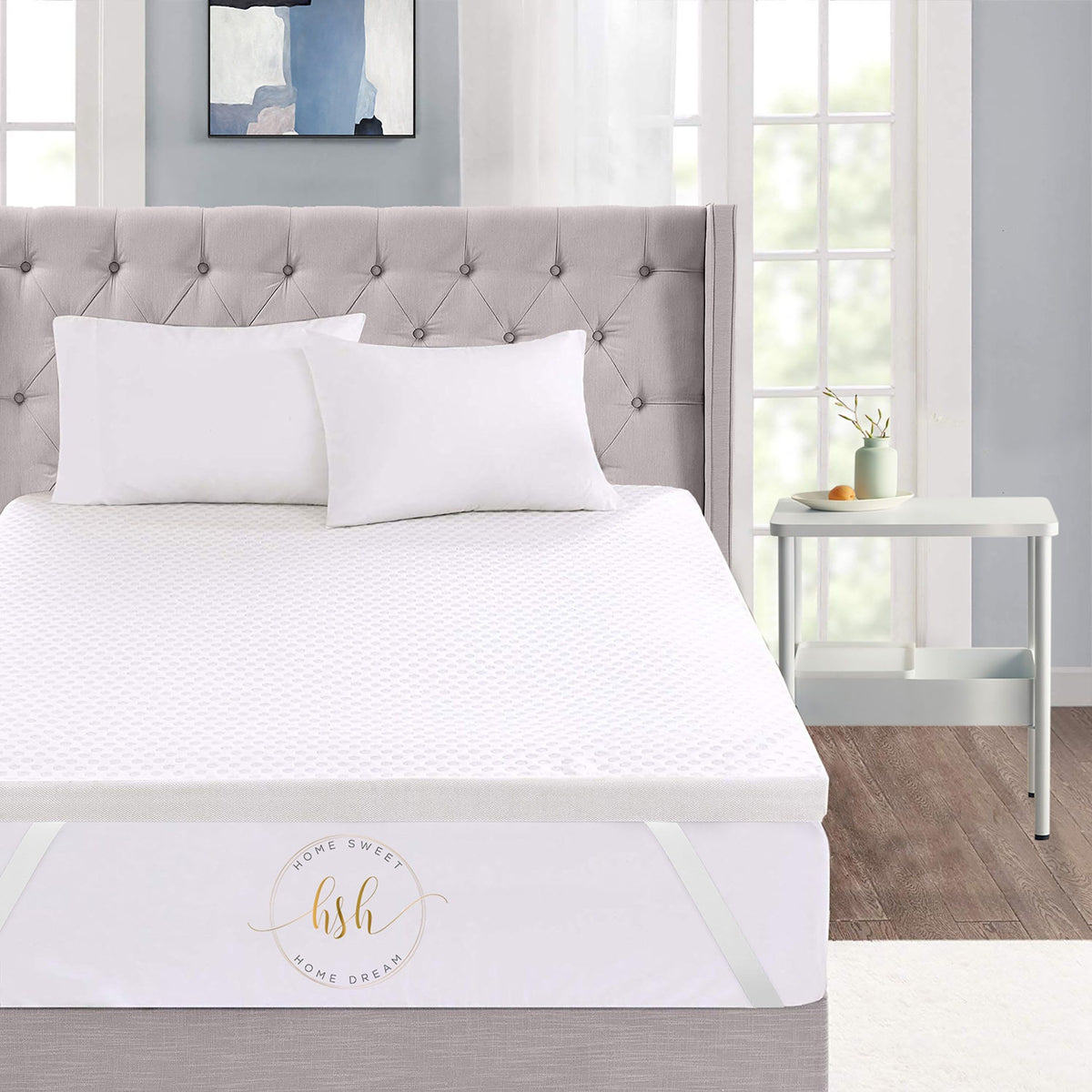 3 Inch Memory Foam Mattress Topper – Cooling Bamboo Cover Removable & Washable