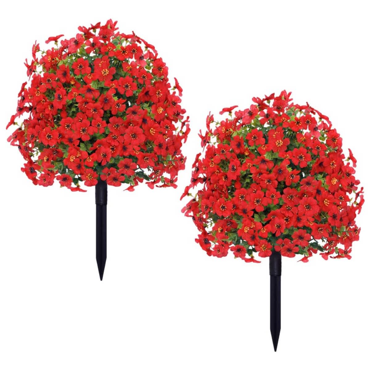 2-Pack Outdoor Artificial Flower Bush Stakes