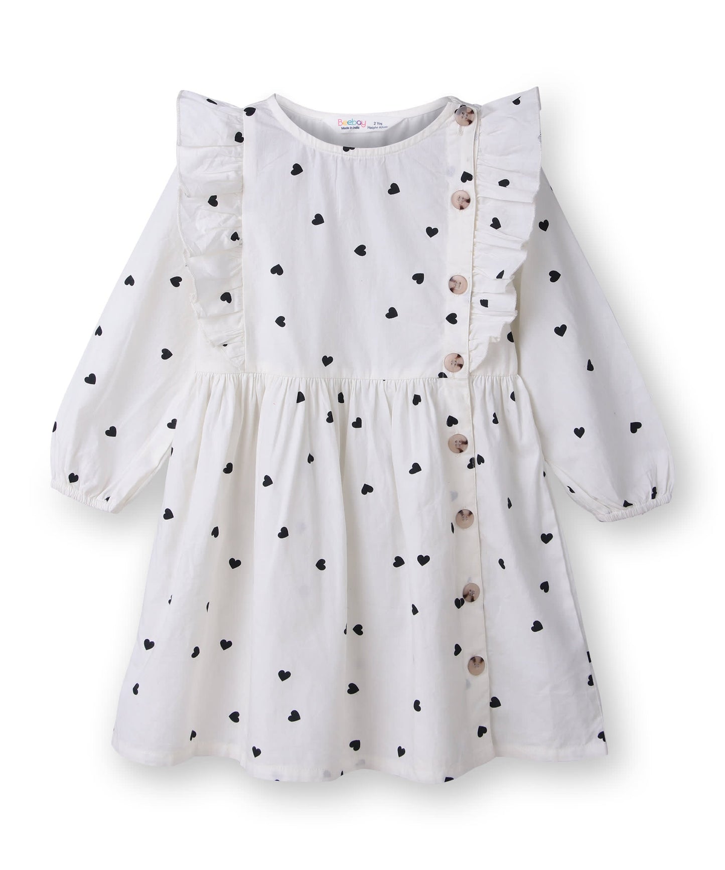 Beebay Button through heart print dress White
