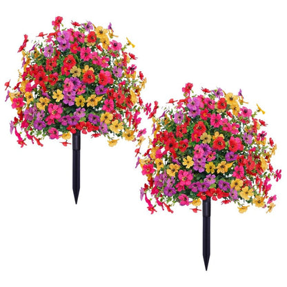 2-Pack Outdoor Artificial Flower Bush Stakes