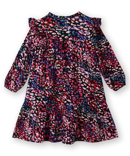 Beebay Button -through printed A-line Black dress