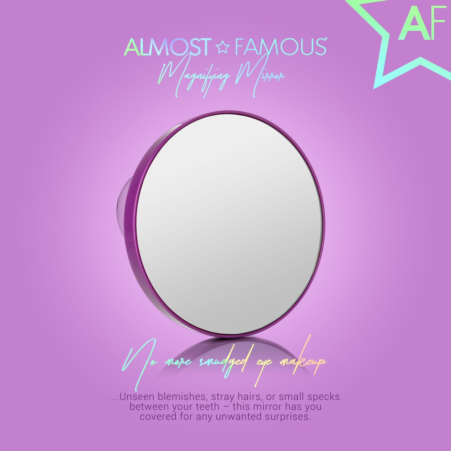 ALMOST FAMOUS - 15X Magnifying Vanity Mirror with Suction Cup – Close-Up Makeup & Tweezing Mirror