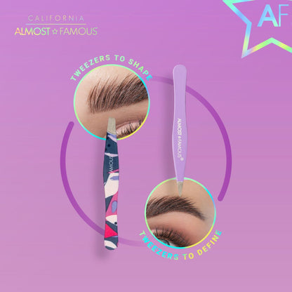 ALMOST FAMOUS - Precision Tweezer Duo (with Genuine Leather Case)