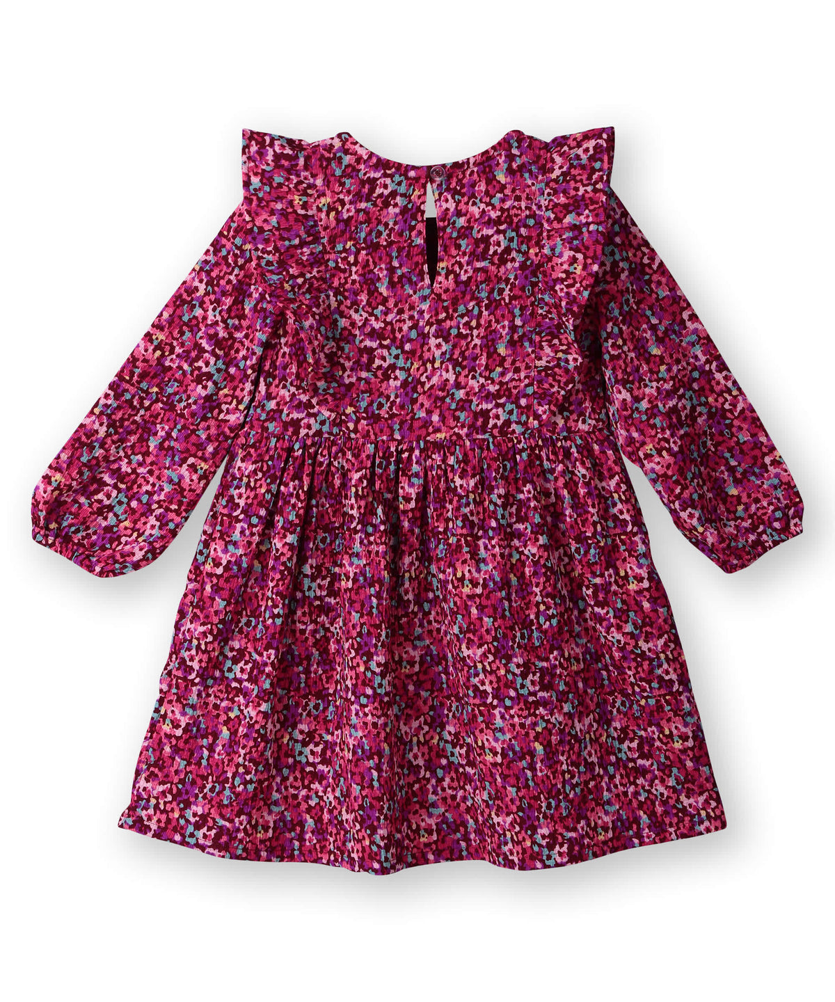 Beebay Abstract print ruffle dress Maroon