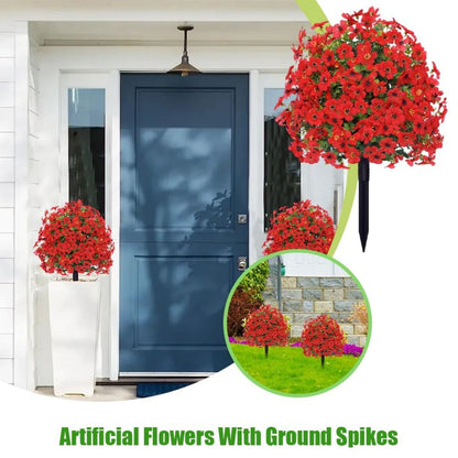 2-Pack Outdoor Artificial Flower Bush Stakes