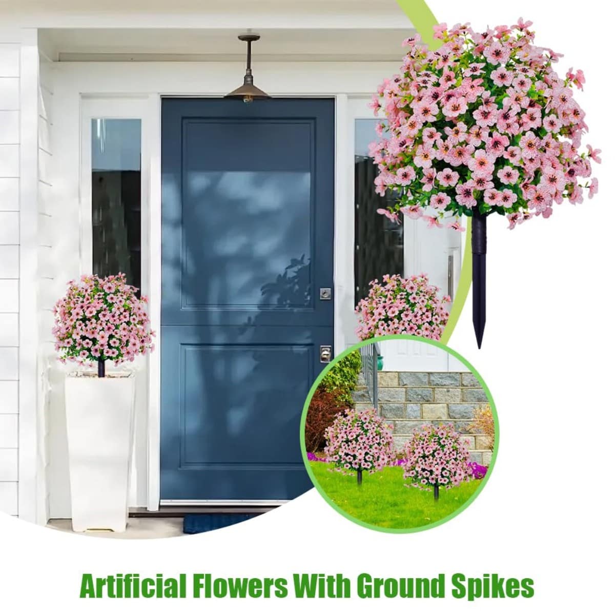 2-Pack Outdoor Artificial Flower Bush Stakes