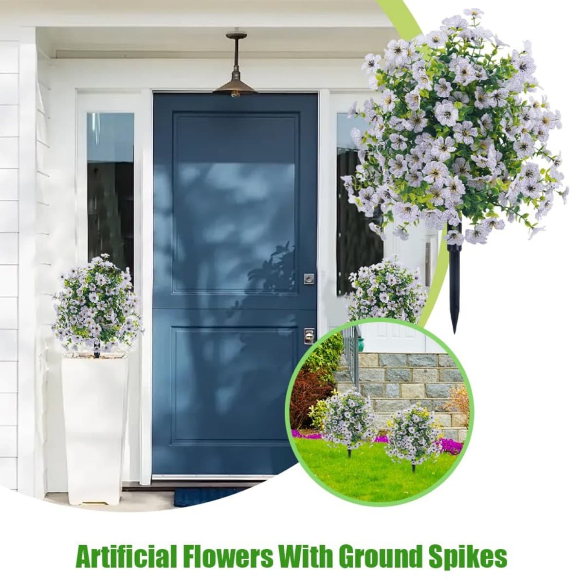2-Pack Outdoor Artificial Flower Bush Stakes