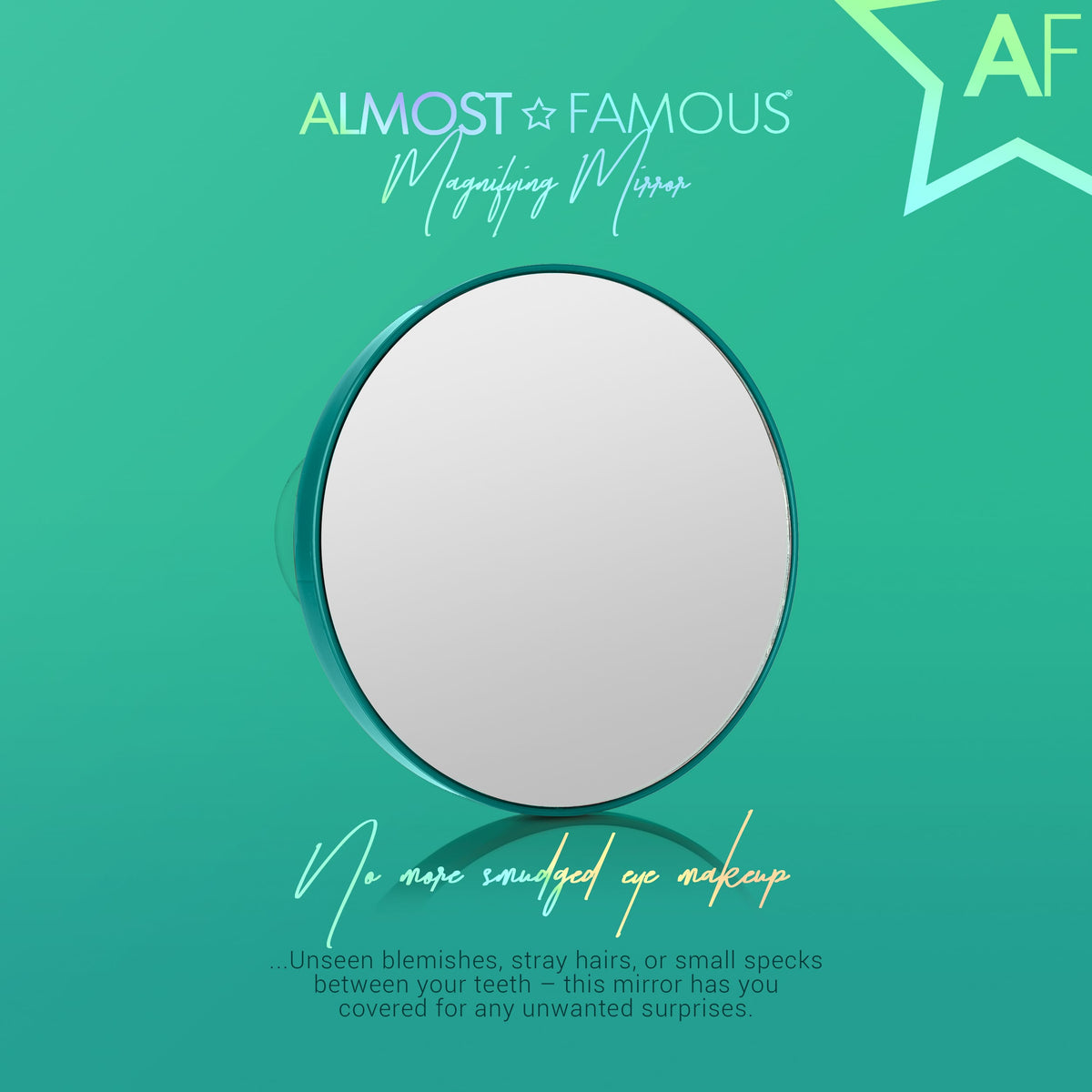 ALMOST FAMOUS - 15X Magnifying Vanity Mirror with Suction Cup – Close-Up Makeup & Tweezing Mirror