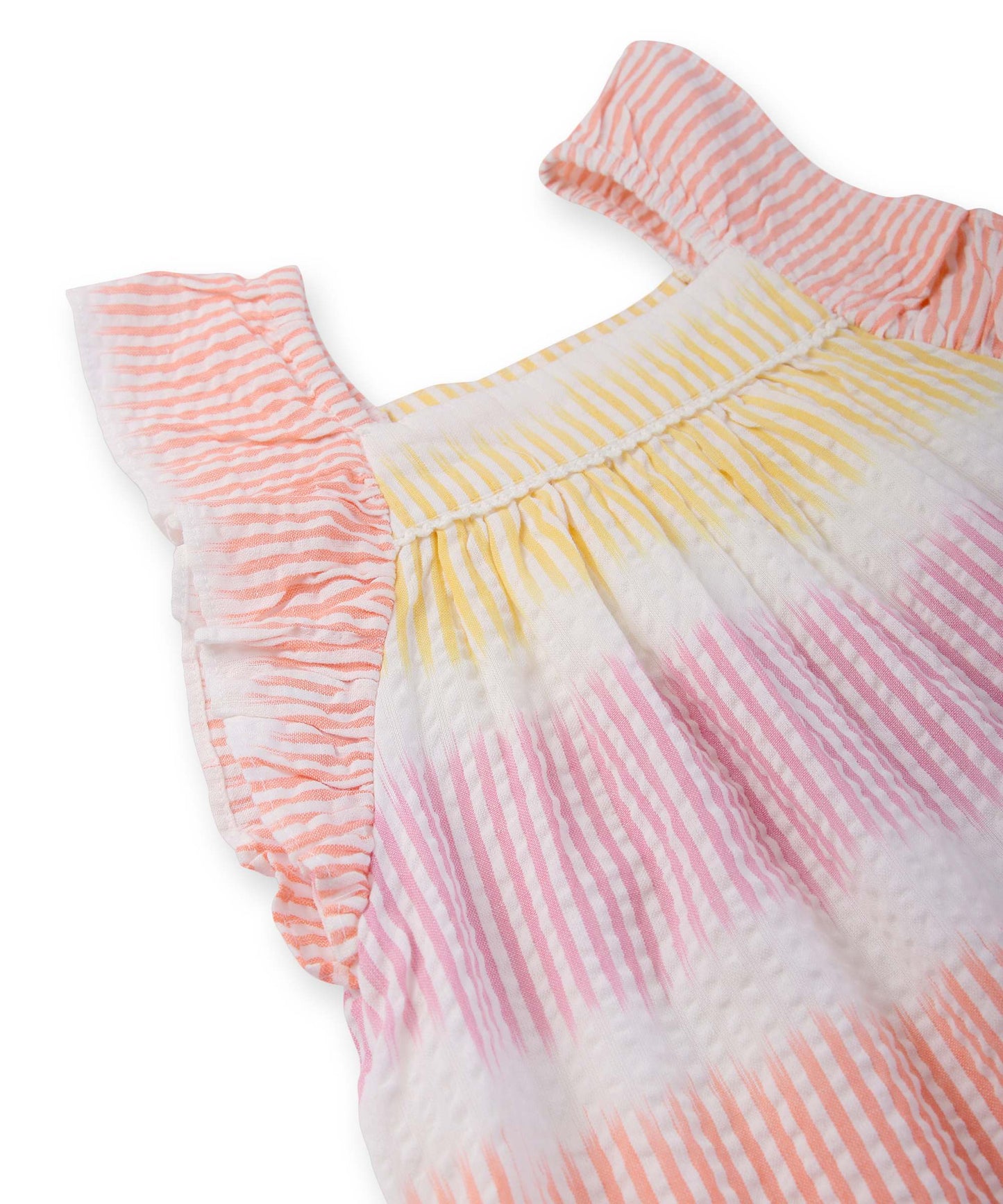 Beebay Seersucker frill sleeve dress Multi - Col