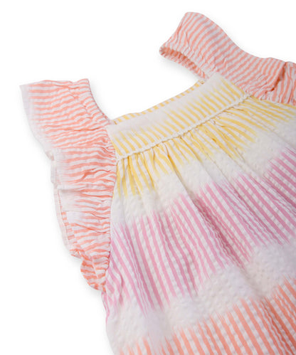 Beebay Seersucker frill sleeve dress Multi - Col