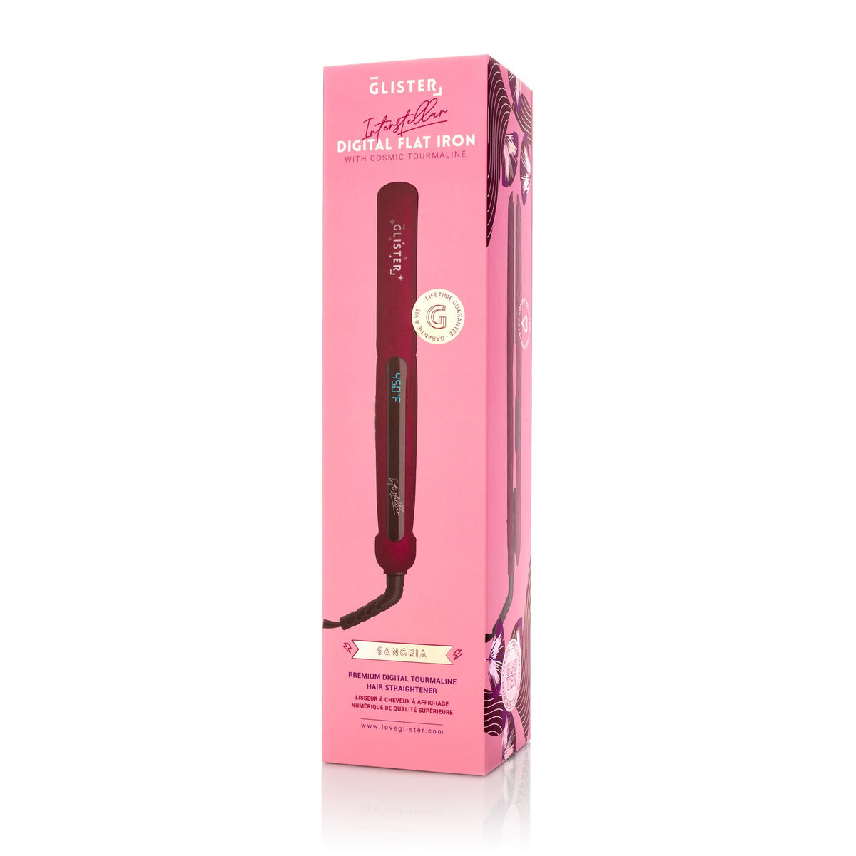 GLISTER - Interstellar 1.25” Digital Flat Iron Hair Straightener with Tourmaline Plates & Adjustable Temperature