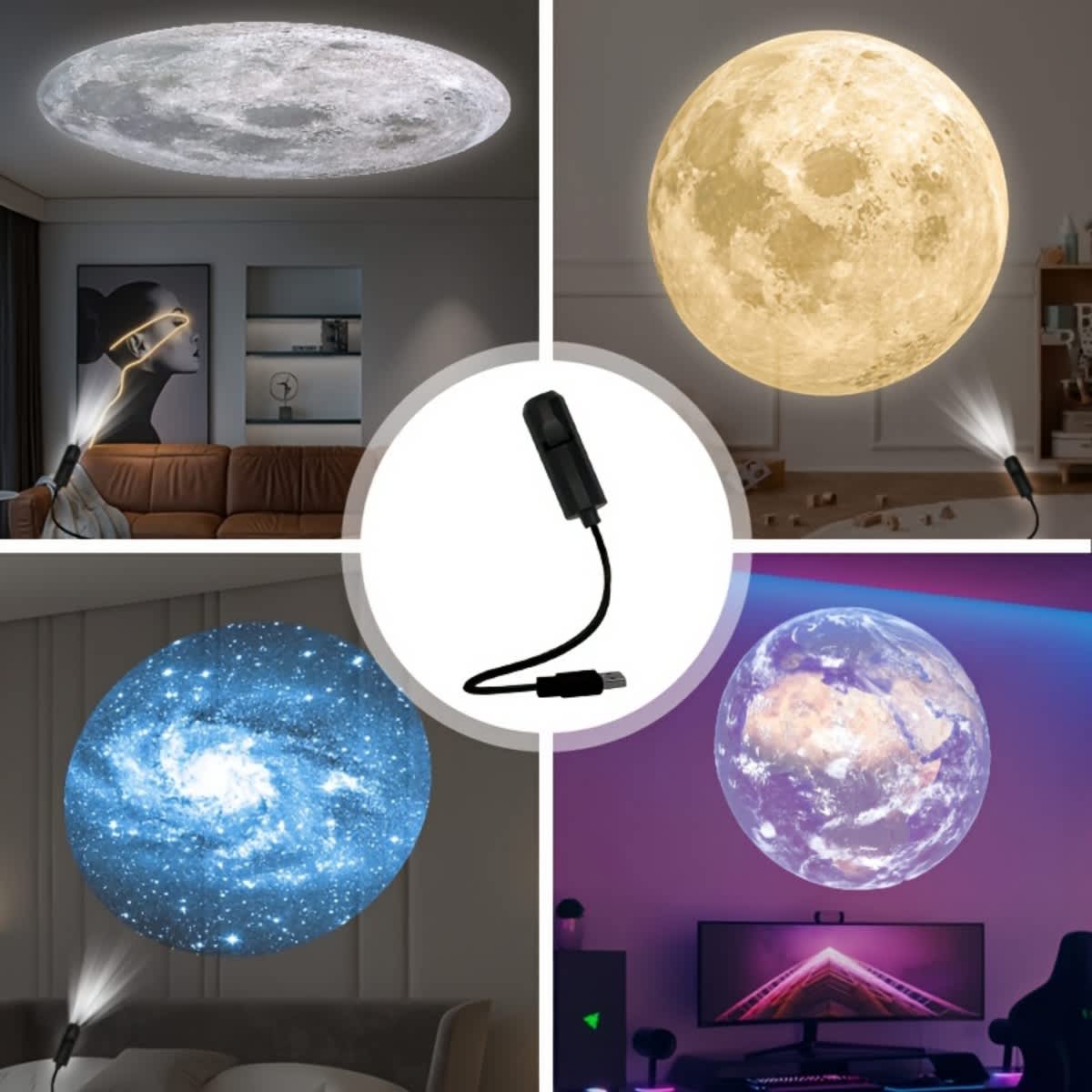 Adjustable 360°Moon Projector Lamp