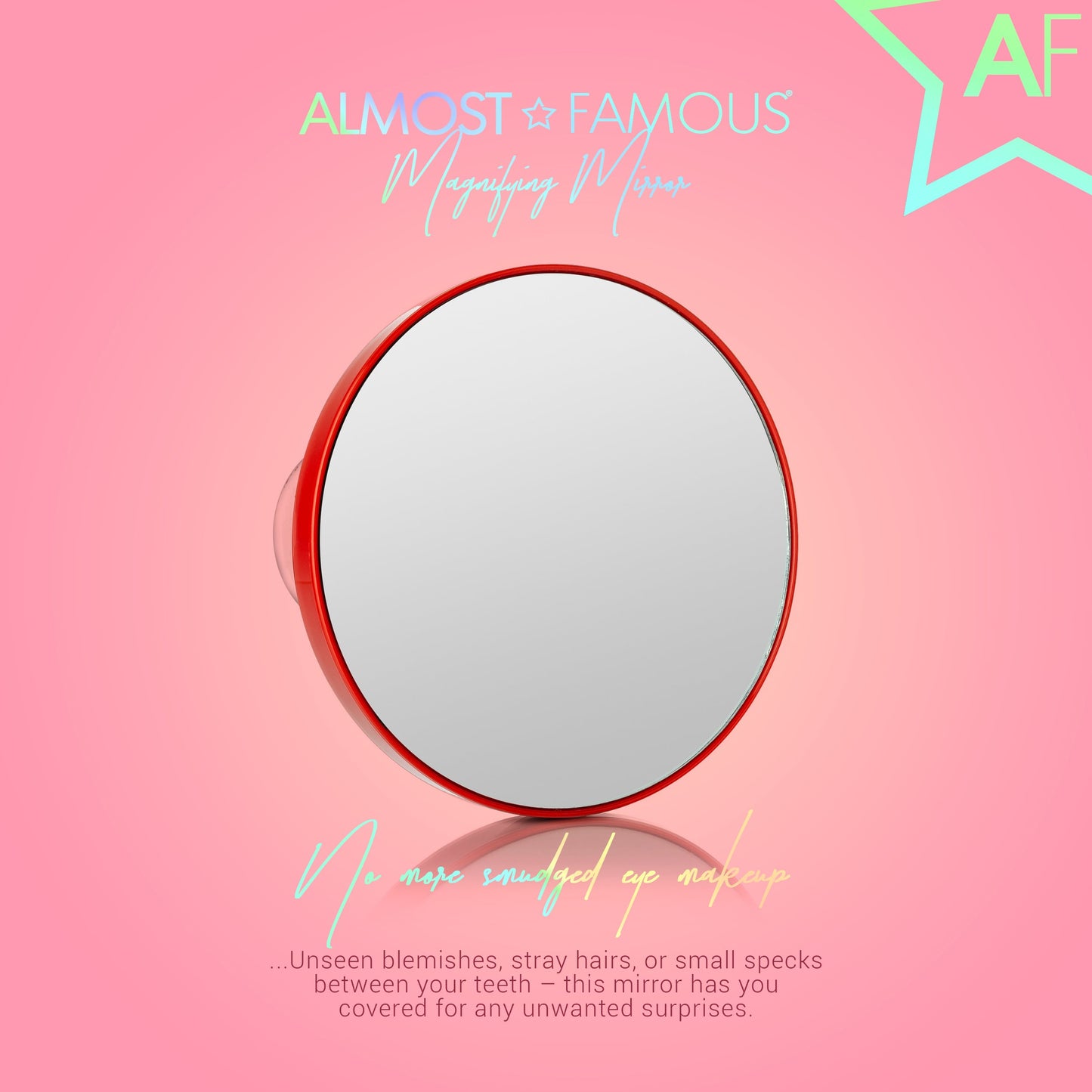 ALMOST FAMOUS - 15X Magnifying Vanity Mirror with Suction Cup – Close-Up Makeup & Tweezing Mirror