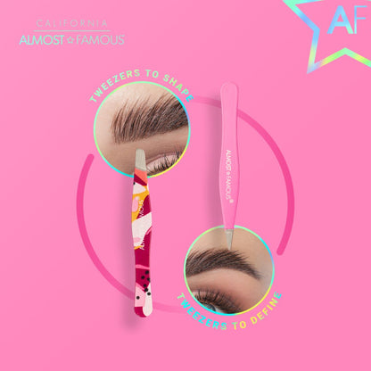ALMOST FAMOUS - Precision Tweezer Duo (with Genuine Leather Case)