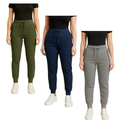 BenBen Womens 3 Pack Zipper Pocket Fleece Jogger