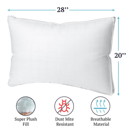 300 TC Cotton Gusseted Pillows – Supportive Down Alternative Bed Pillows