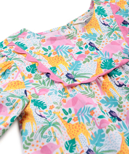Beebay Tropical print lace detail dress