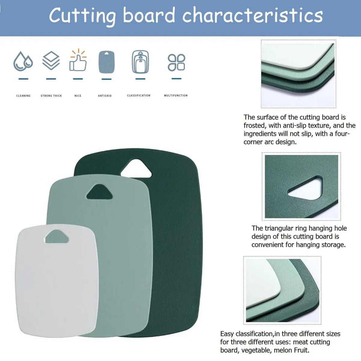 3-Piece Plastic Cutting Board Set