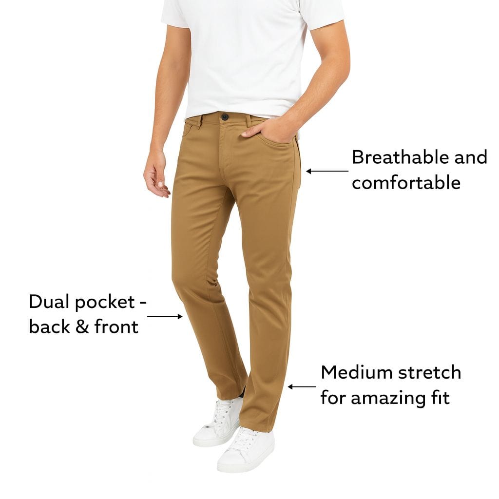 BenBen Mens 2 Pack Chinos Medium Stretch