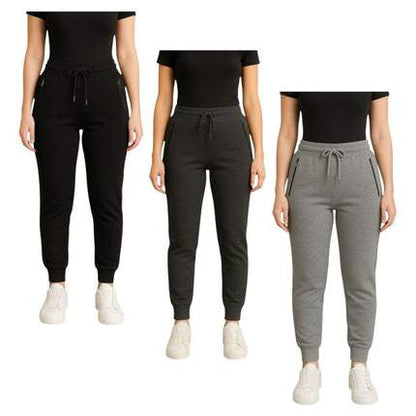 BenBen Womens 3 Pack Zipper Pocket Fleece Jogger