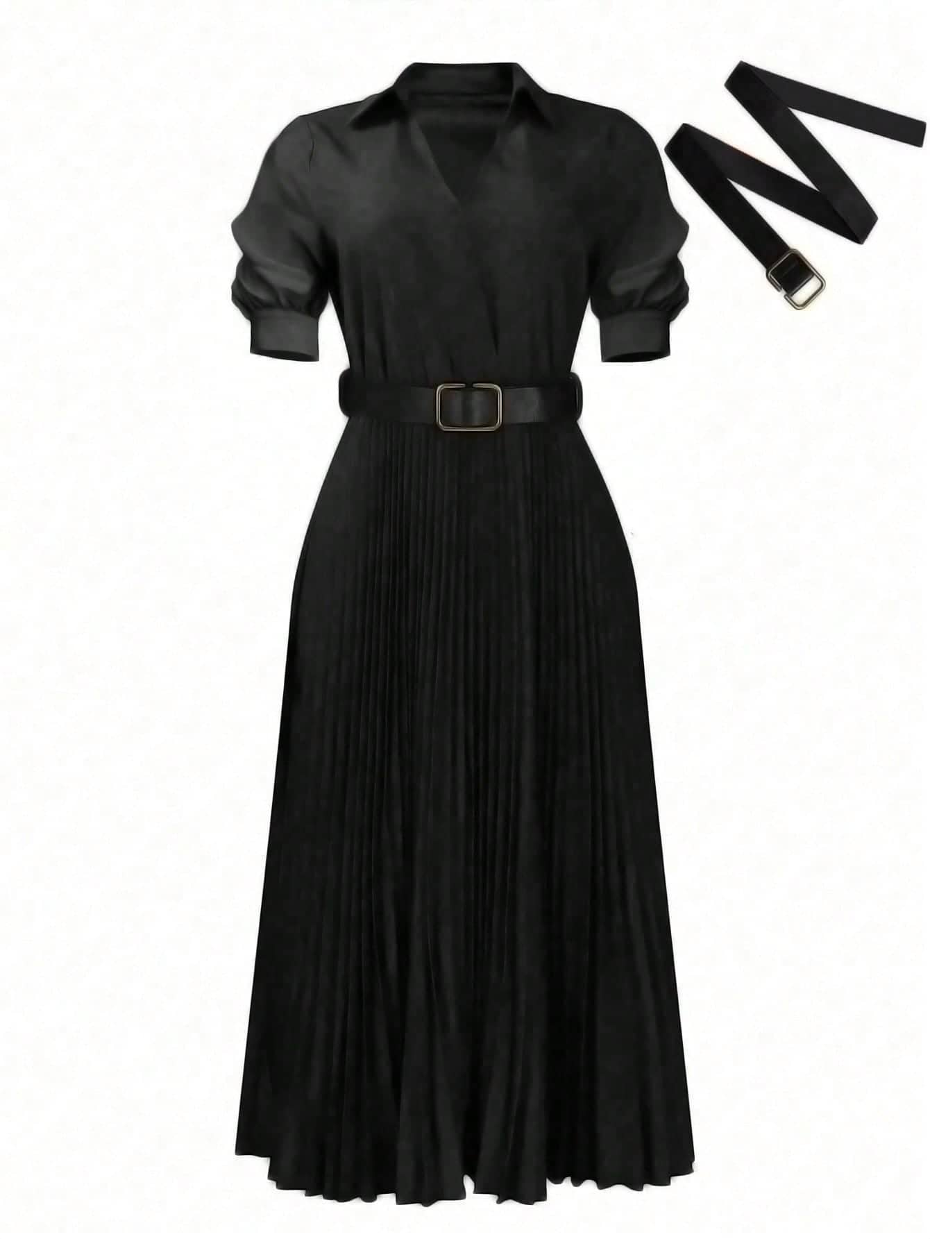Chic YC Women's 3/4 Sleeve Flared A Line Dress