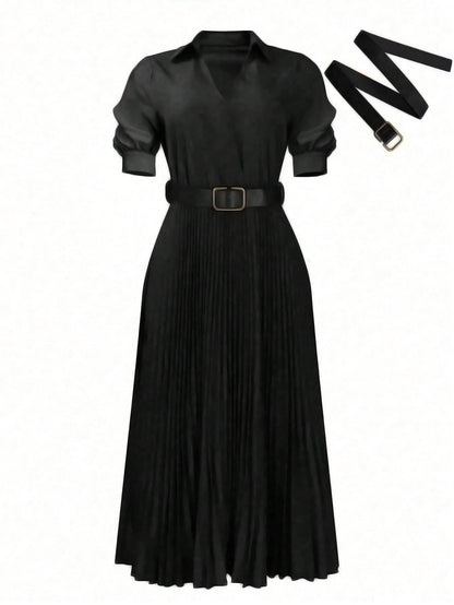 Chic YC Women's 3/4 Sleeve Flared A Line Dress