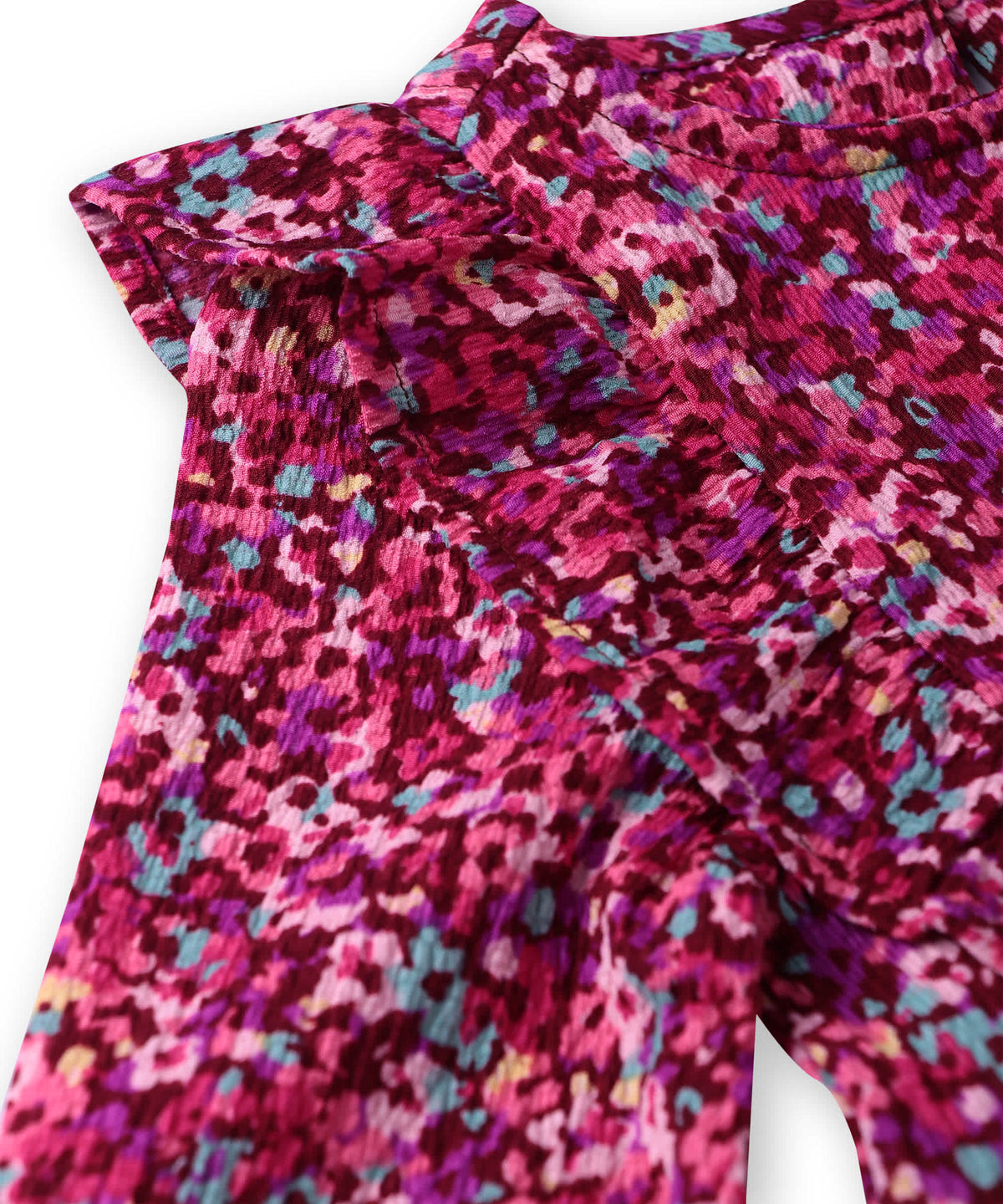 Beebay Abstract print ruffle dress Maroon