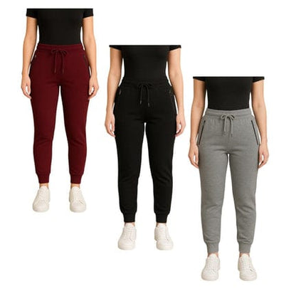 BenBen Womens 3 Pack Zipper Pocket Fleece Jogger
