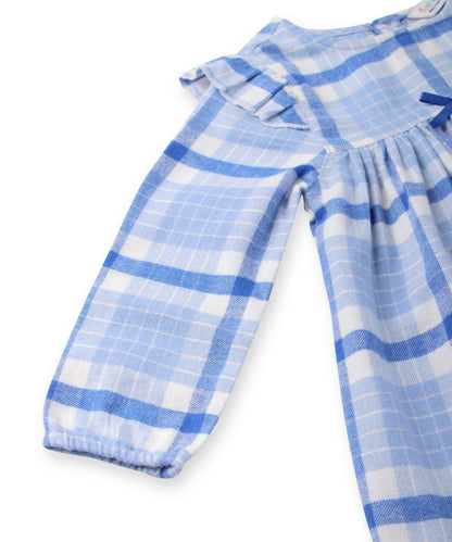 Beebay Shoulder frill check dress Blue