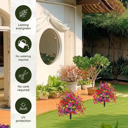 2-Pack Outdoor Artificial Flower Bush Stakes